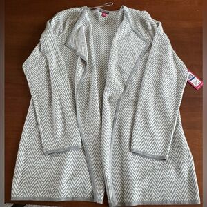 NWT Vince Camuto Open Front Cardigan, gray and ivory, XL